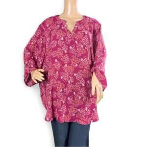 Maurices Floral Pink Women's Top Size 2X